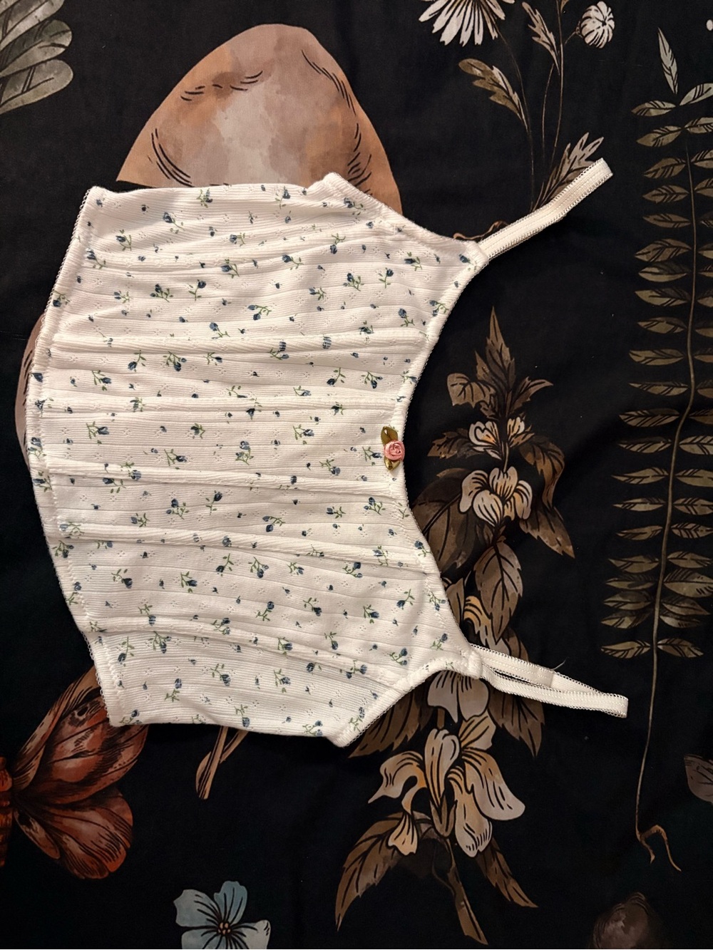 Beverly and Beck White Ribbed Hook and Eye Corset Top